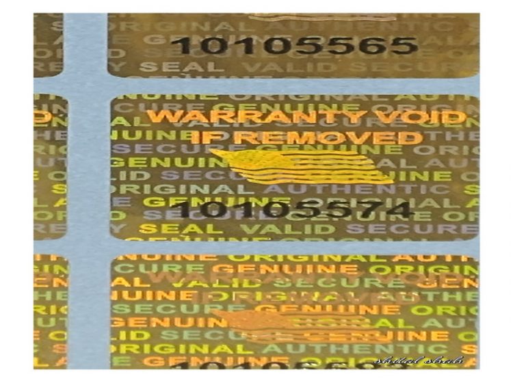 Orange 0.60 inch 15 mm x 15 mm serial # TAMPER EVIDENT SECURITY VOID HOLOGRAM LABELS