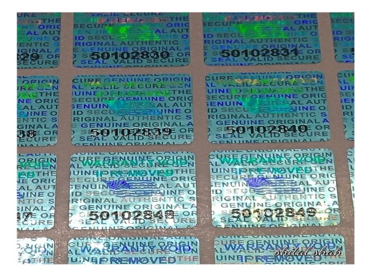Blue 0.60 inch 15 mm x15 mm serial # TAMPER EVIDENT SECURITY VOID HOLOGRAM LABELS