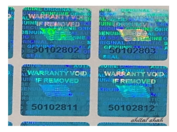 Blue 0.60 inch 15 mm x15 mm serial # TAMPER EVIDENT SECURITY VOID HOLOGRAM LABELS
