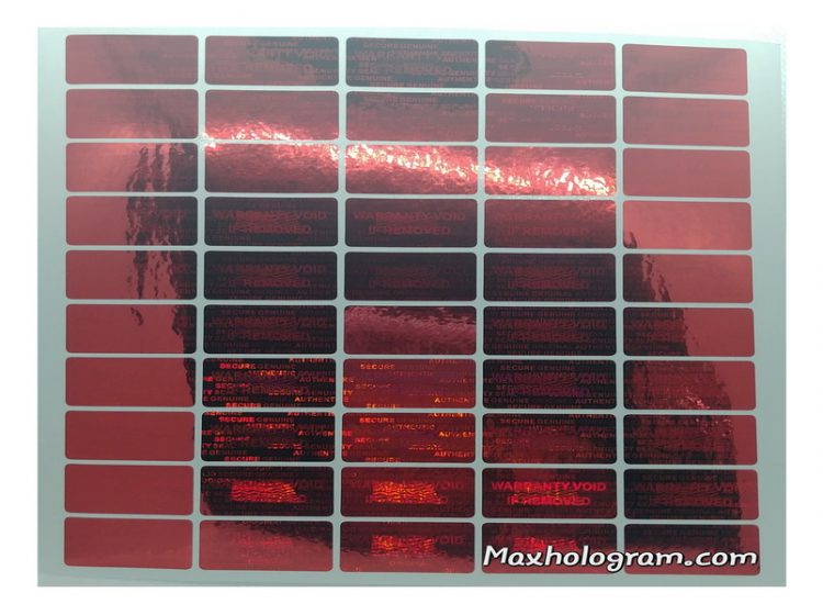 Red 15 mm x 30 mm ( 0.60in x1.20in ) TAMPER EVIDENT SECURITY VOID HOLOGRAM LABELS
