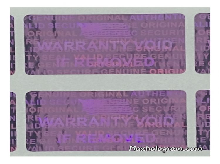 Pink 15mm x 30 mm (0.60in x1.20in ) serial # TAMPER EVIDENT SECURITY VOID HOLOGRAM LABELS