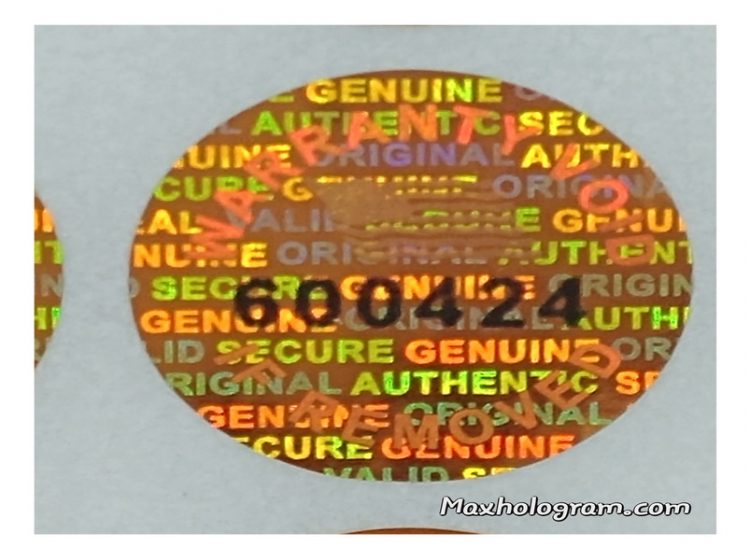Orange 0.50 inch 14 mm serial # TAMPER EVIDENT SECURITY VOID HOLOGRAM LABELS