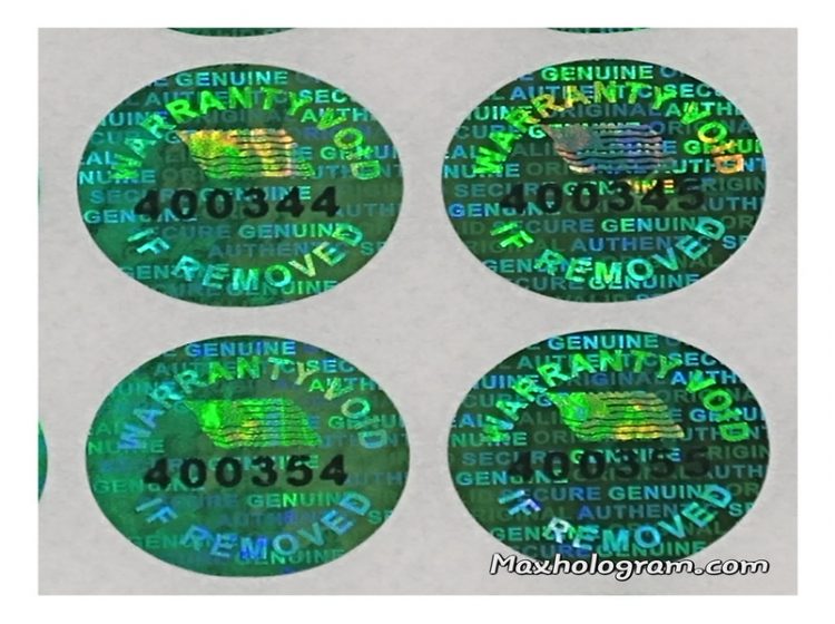 Dark Green 0.50 inch 14 mm serial # TAMPER EVIDENT SECURITY VOID HOLOGRAM LABELS