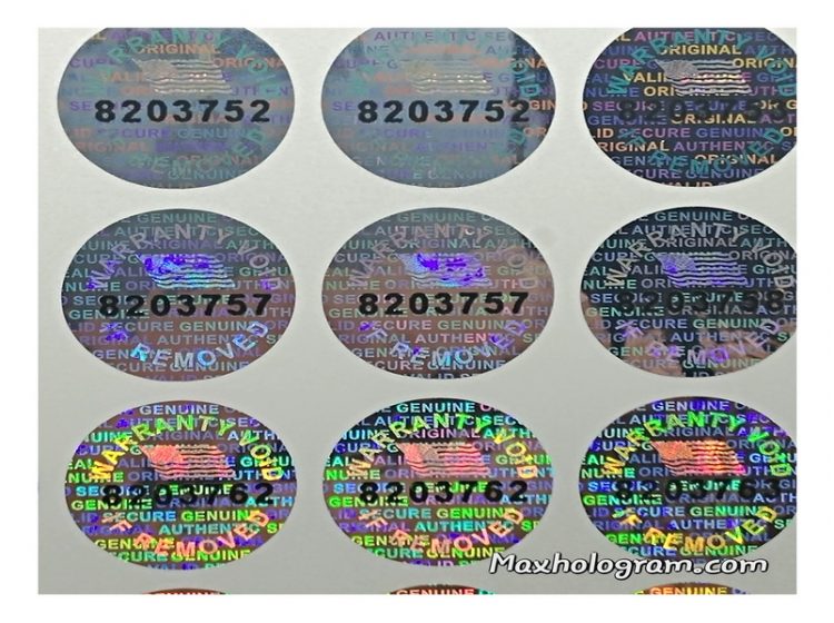 Silver 0.50 inch 14 mm pair serial # TAMPER EVIDENT SECURITY VOID HOLOGRAM LABELS