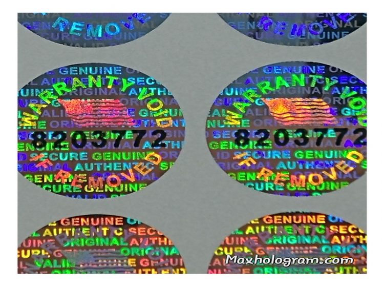 Silver 0.50 inch 14 mm pair serial # TAMPER EVIDENT SECURITY VOID HOLOGRAM LABELS