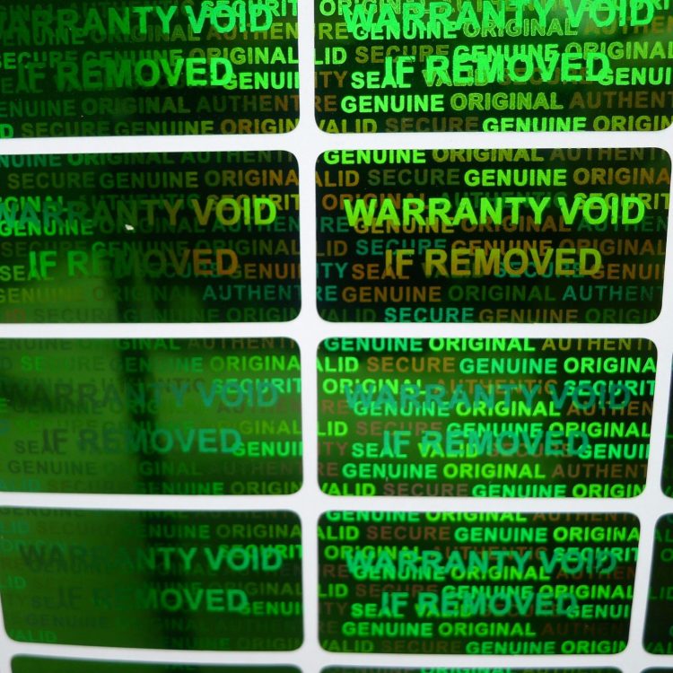 Green Rectangle 15 mm x 30 mm (0.60 in x 1.20 in) serial # TAMPER EVIDENT SECURITY VOID HOLOGRAM LABELS
